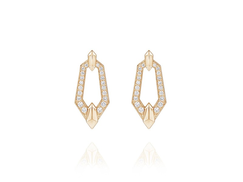 Earrings, 18-carat rose gold with diamonds