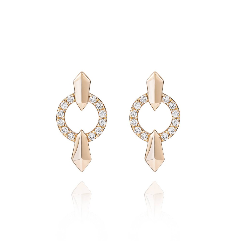 Earrings, 18-carat rose gold with diamonds