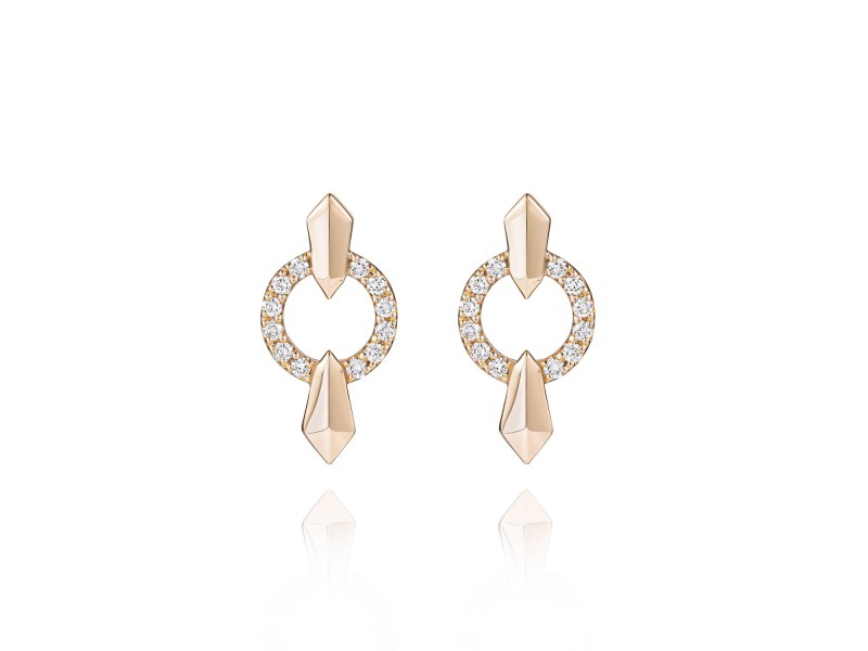 Earrings, 18-carat rose gold with diamonds