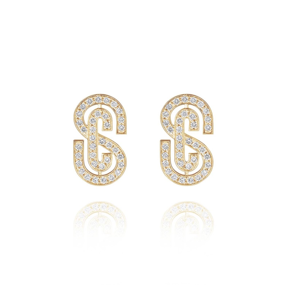 Earrings, 18-carat rose gold with diamonds