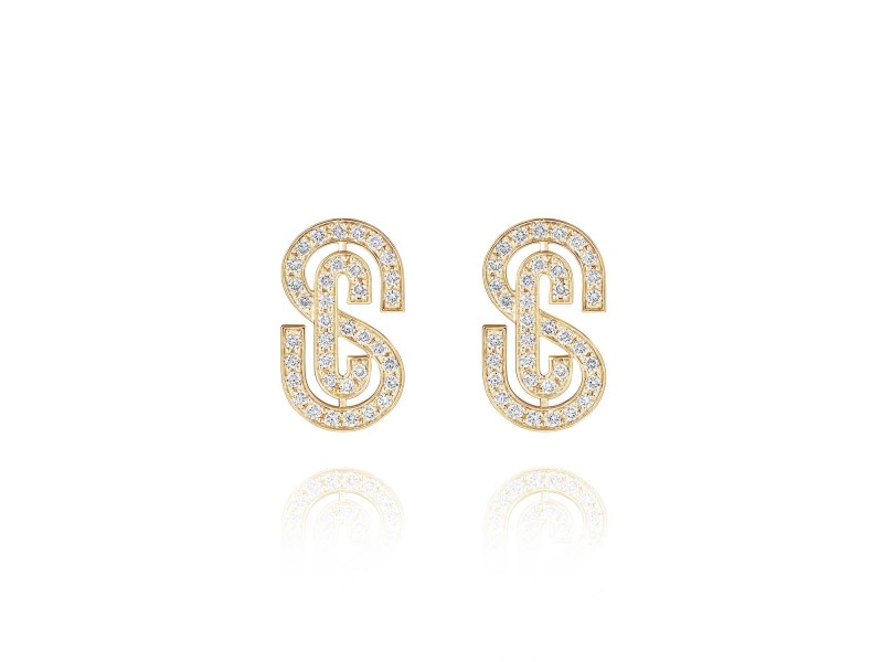 Earrings, 18-carat rose gold with diamonds