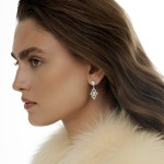 Earrings, 18-carat white gold with diamonds