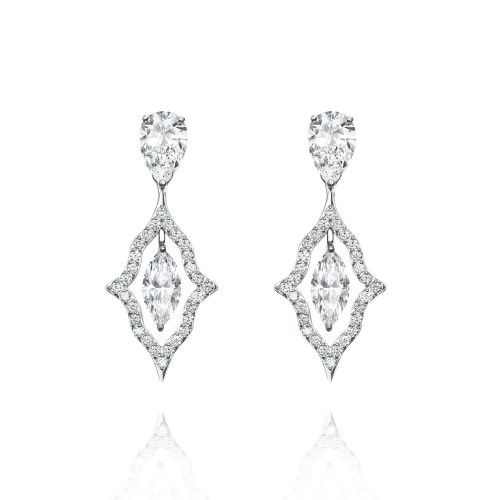 Earrings, 18-carat white gold with diamonds