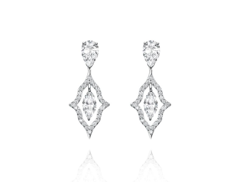 Earrings, 18-carat white gold with diamonds