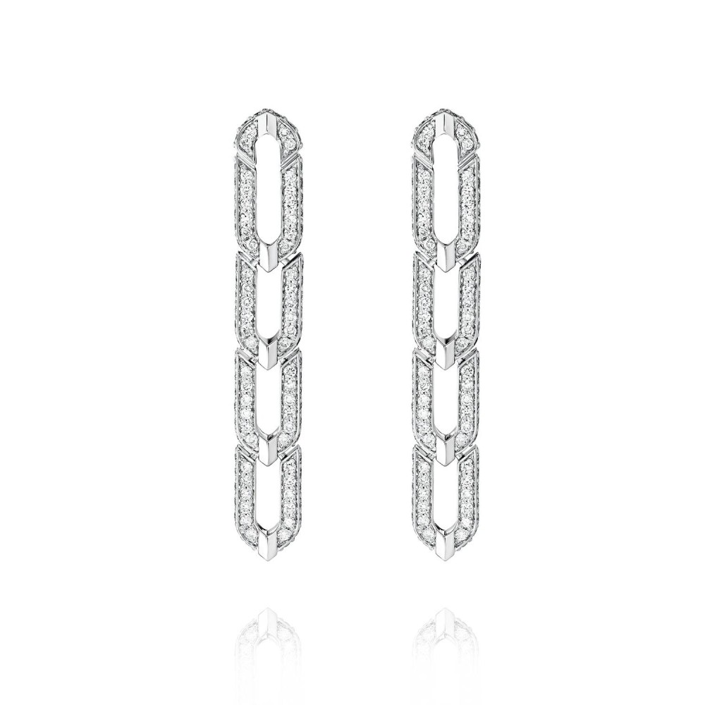 Earrings, 18-carat white gold with diamonds