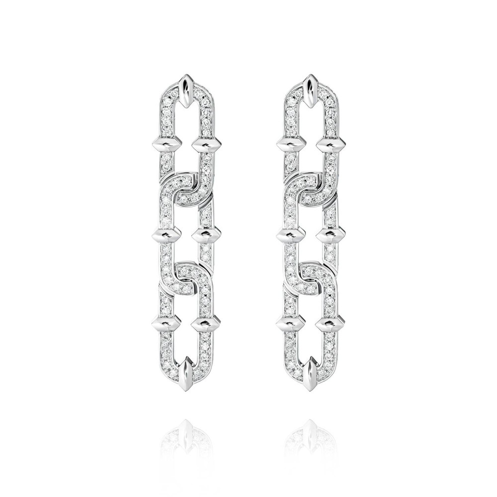 Earrings, 18-carat white gold with diamonds