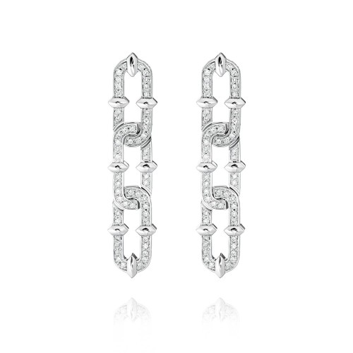 Earrings, 18-carat white gold with diamonds