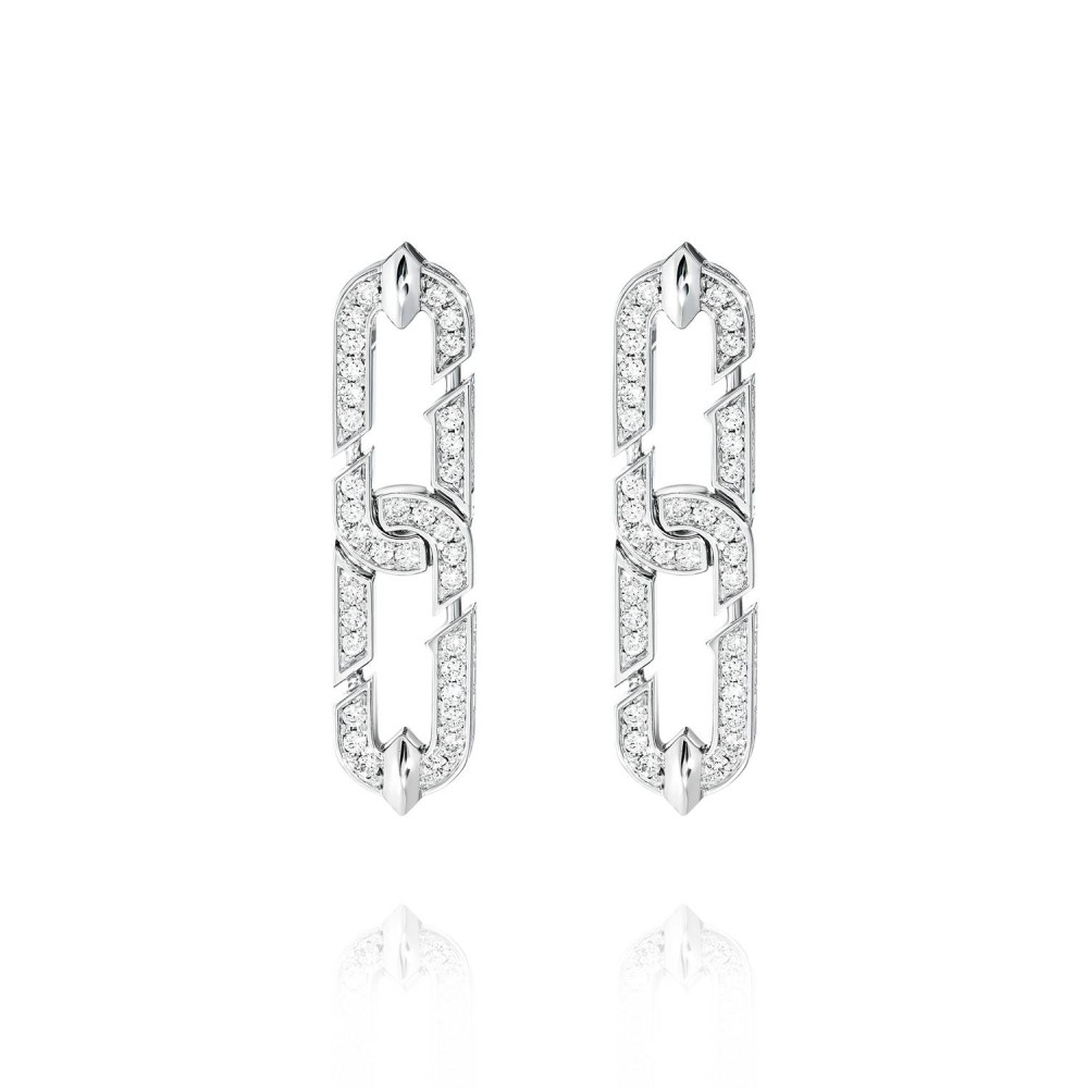 Earrings, 18-carat white gold with diamonds