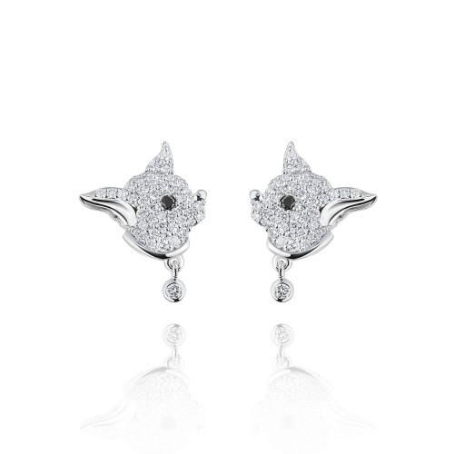 Children's earrings, 18-carat white gold with diamonds
