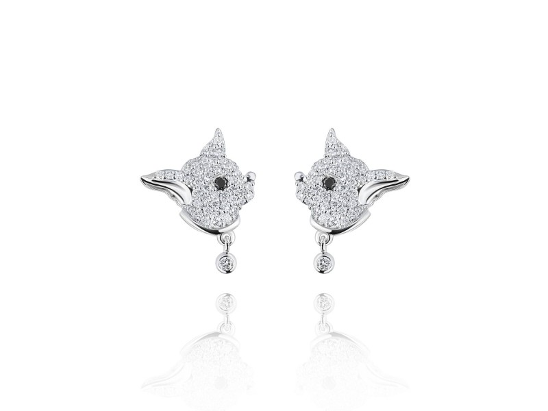 Children's earrings, 18-carat white gold with diamonds