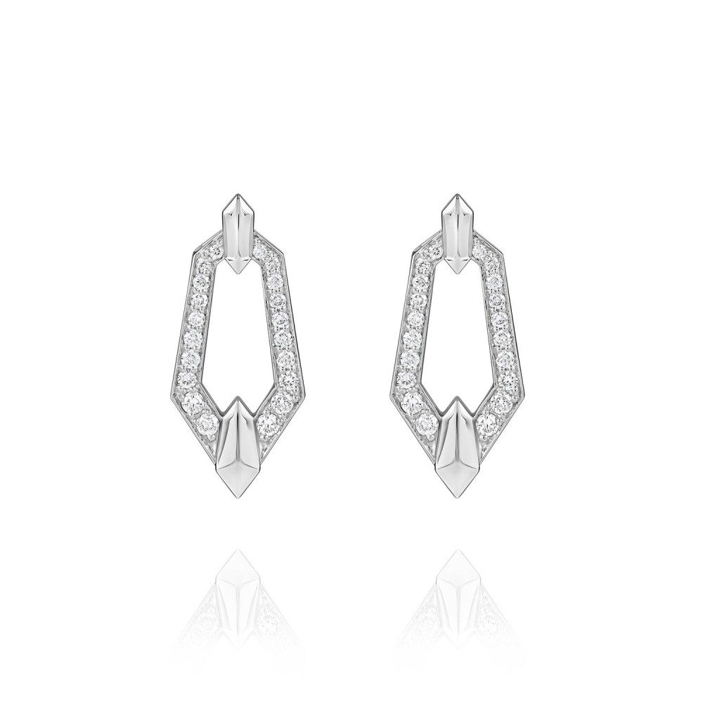 Earrings, 18-carat white gold with diamonds