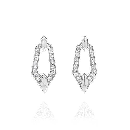 Earrings, 18-carat white gold with diamonds