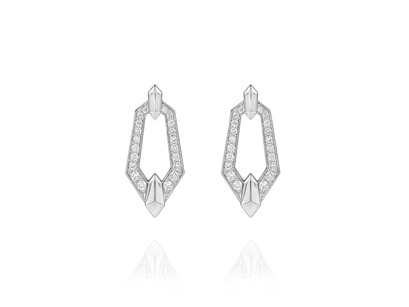 Earrings, 18-carat white gold with diamonds