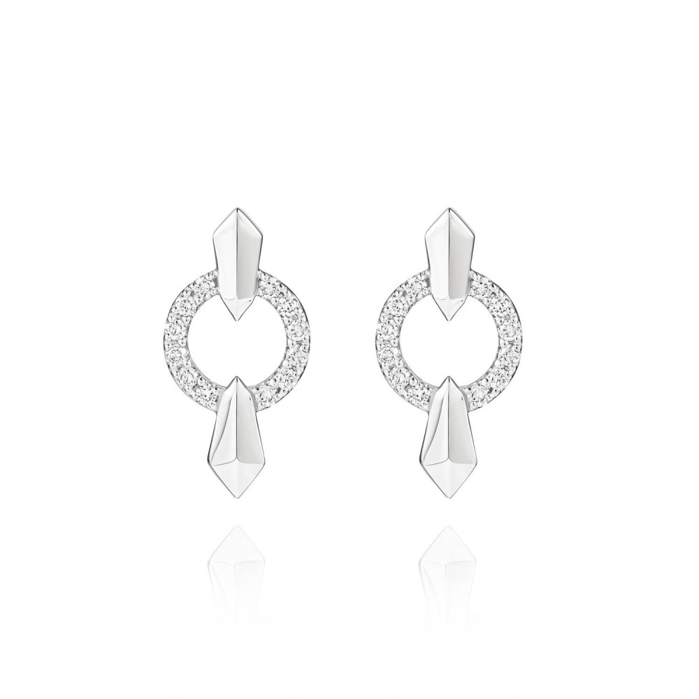 Earrings, 18-carat white gold with diamonds