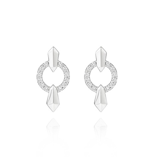 Earrings, 18-carat white gold with diamonds