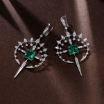 Earrings, 18-carat white gold with diamonds and emeralds