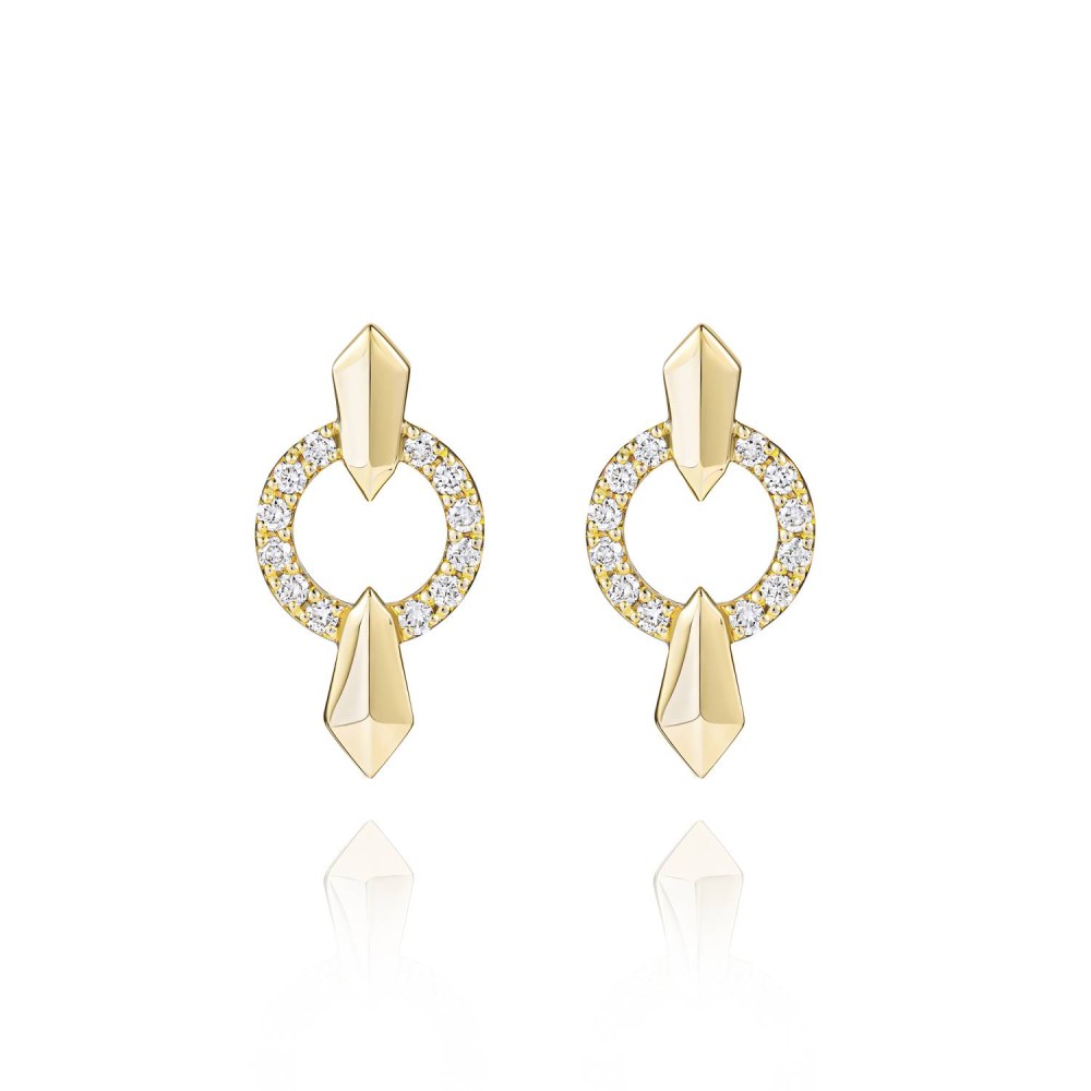Earrings, 18-carat yellow gold with diamonds