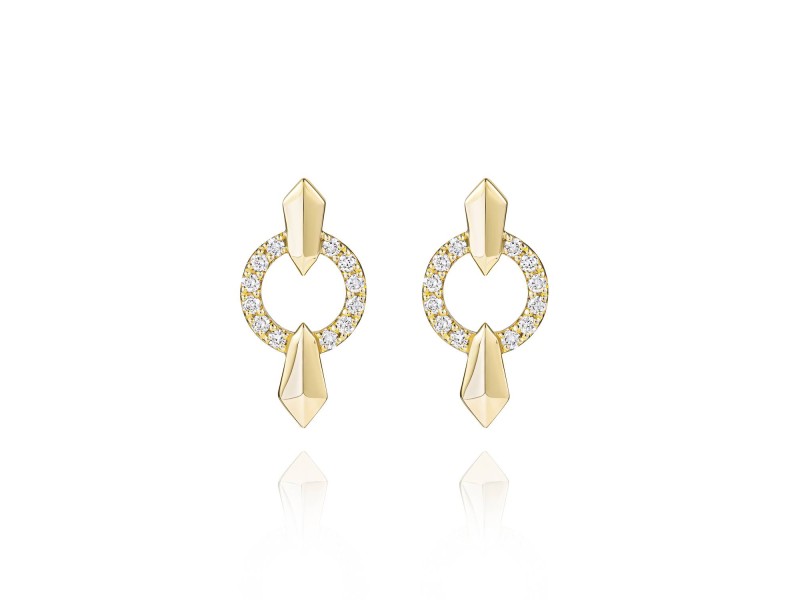 Earrings, 18-carat yellow gold with diamonds
