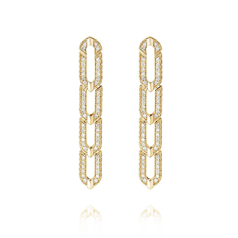 Earrings, 18-carat yellow gold with diamonds