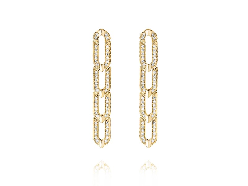 Earrings, 18-carat yellow gold with diamonds