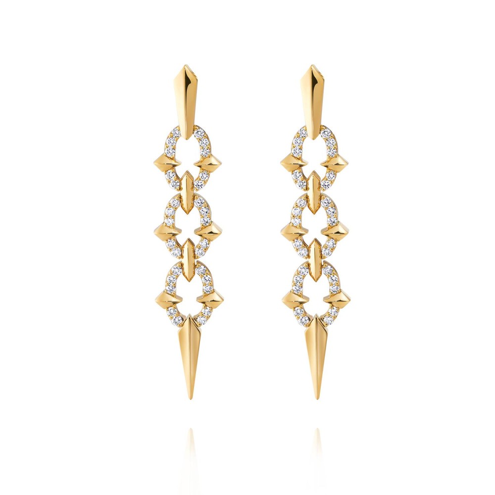 Earrings, 18-carat yellow gold with diamonds