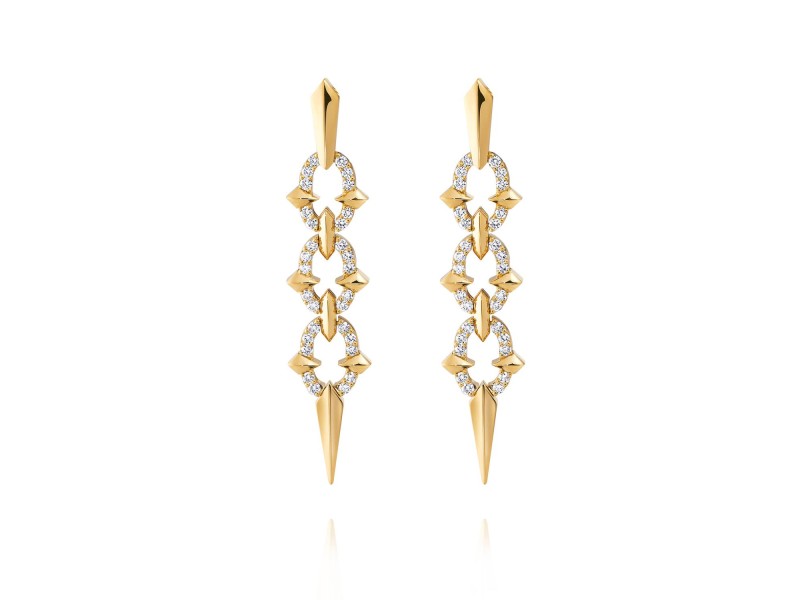 Earrings, 18-carat yellow gold with diamonds