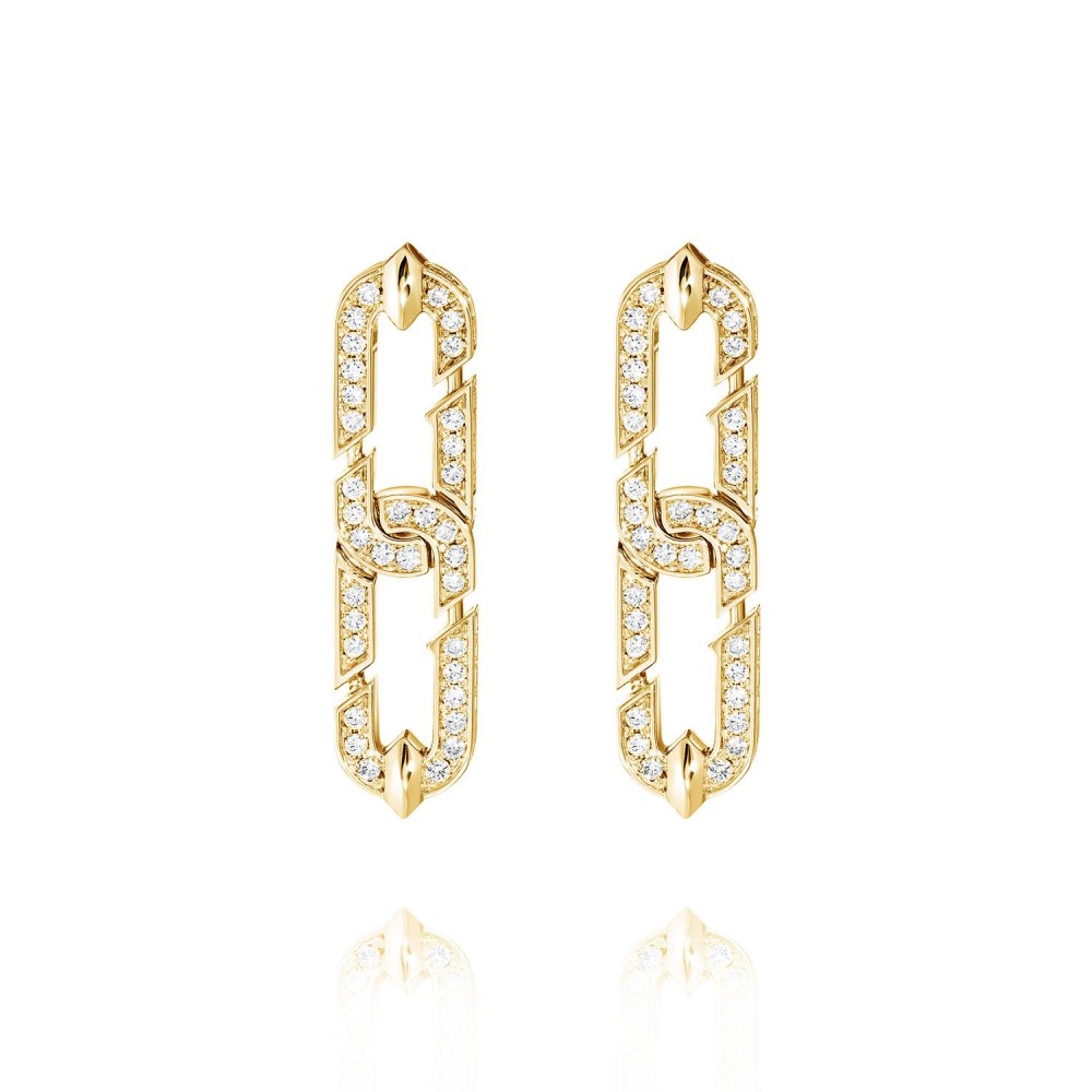 Earrings, 18-carat yellow gold with diamonds