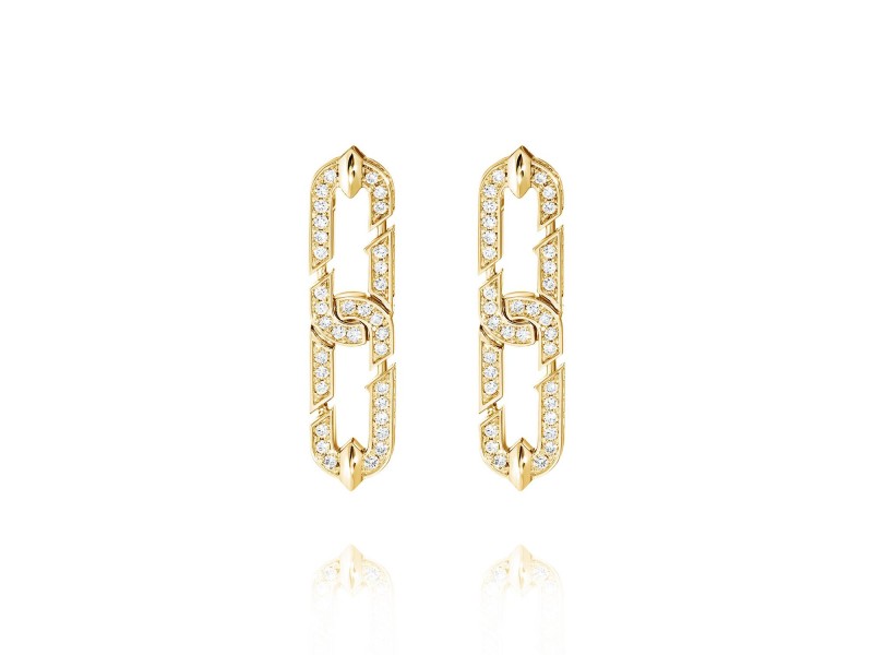 Earrings, 18-carat yellow gold with diamonds