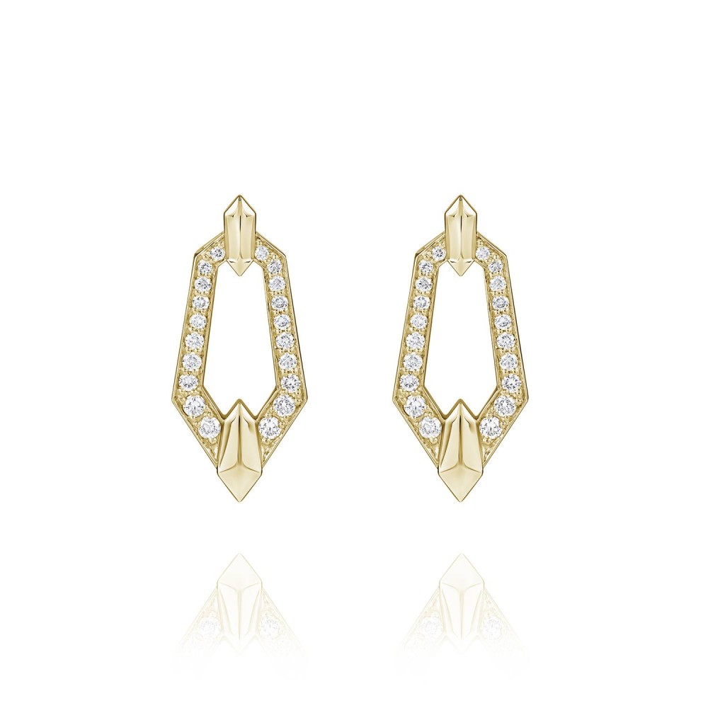 Earrings, 18-carat yellow gold with diamonds