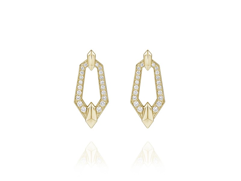 Earrings, 18-carat yellow gold with diamonds