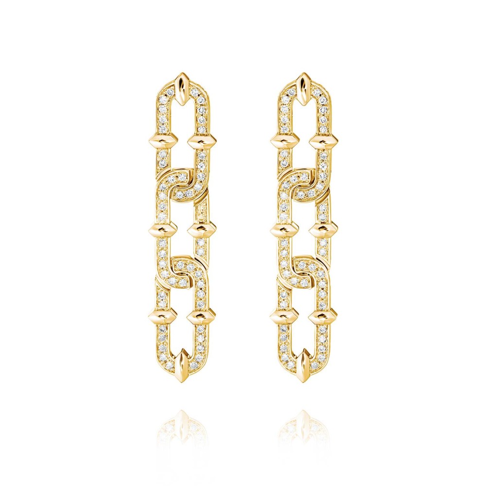 Earrings, 18-carat yellow gold with diamonds