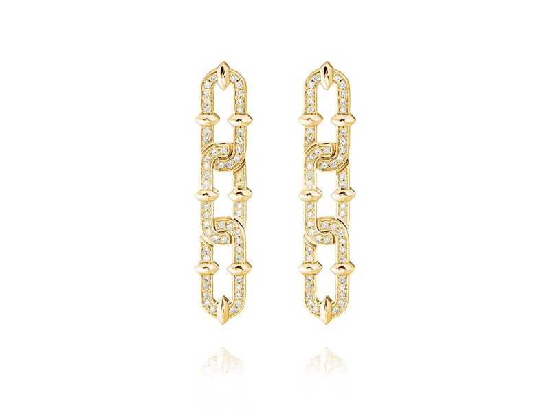 Earrings, 18-carat yellow gold with diamonds