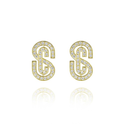 Earrings, 18-carat yellow gold with diamonds Earrings, 18-carat yellow gold with diamonds