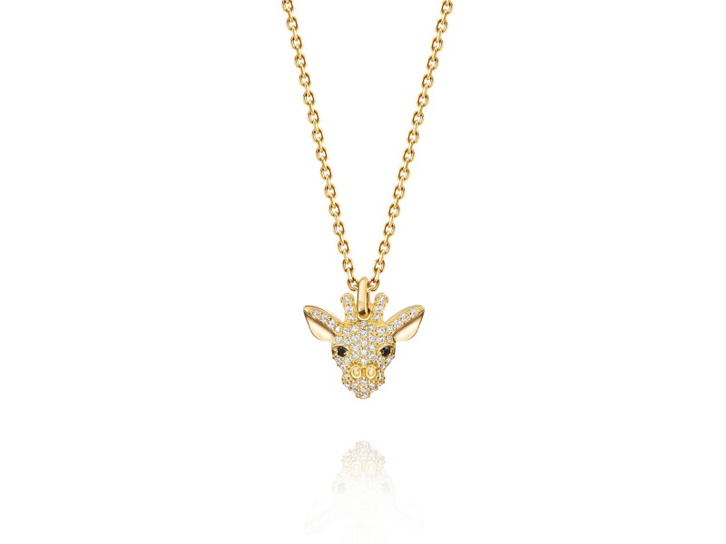 Children's necklace, 18-carat yellow gold with diamonds