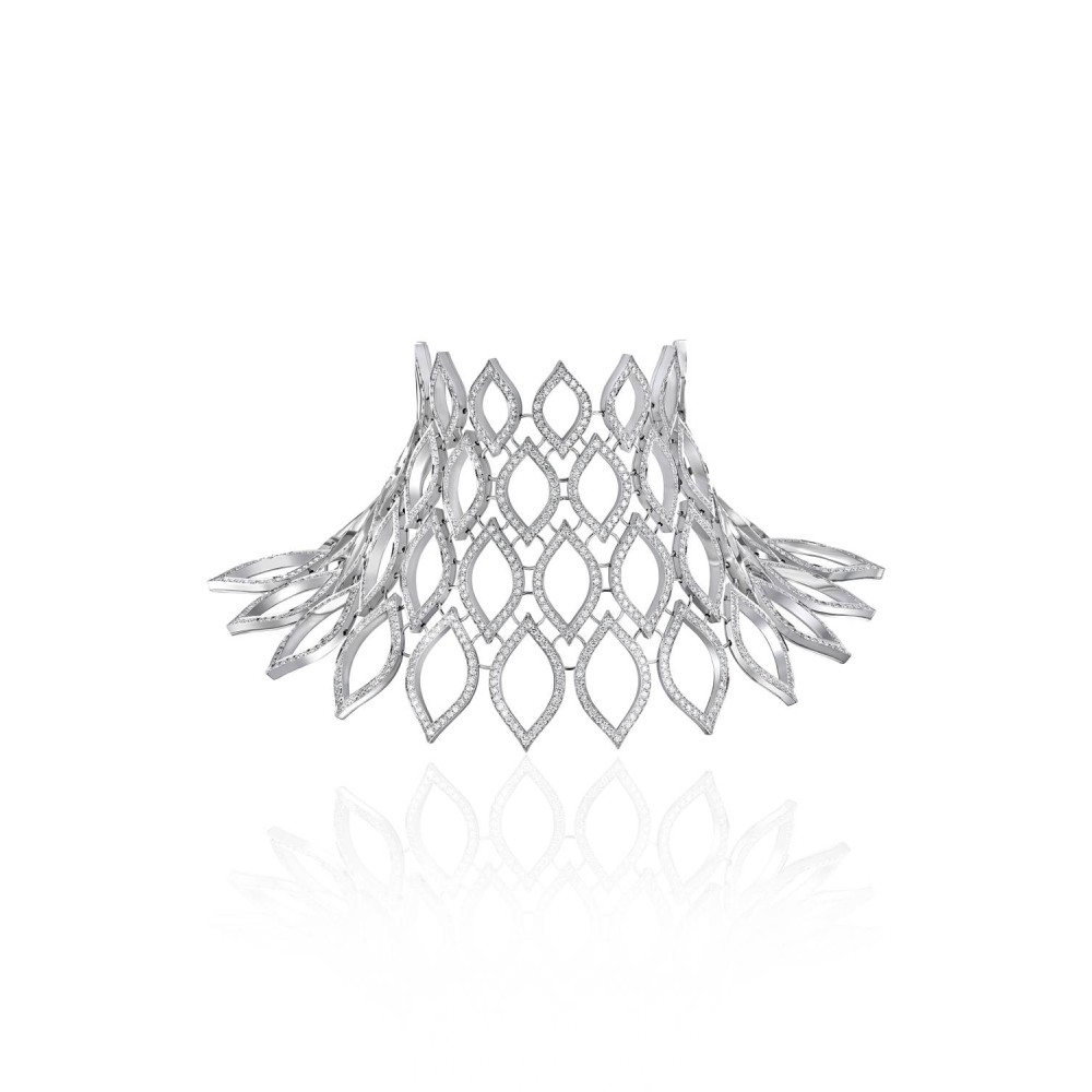 Cuff bracelet, 18-carat white gold with diamonds