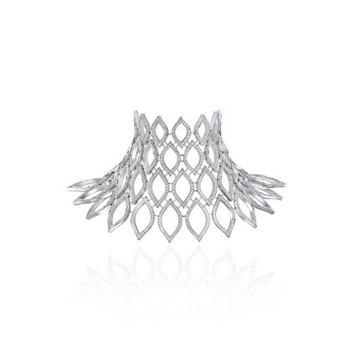 Cuff bracelet, 18-carat white gold with diamonds