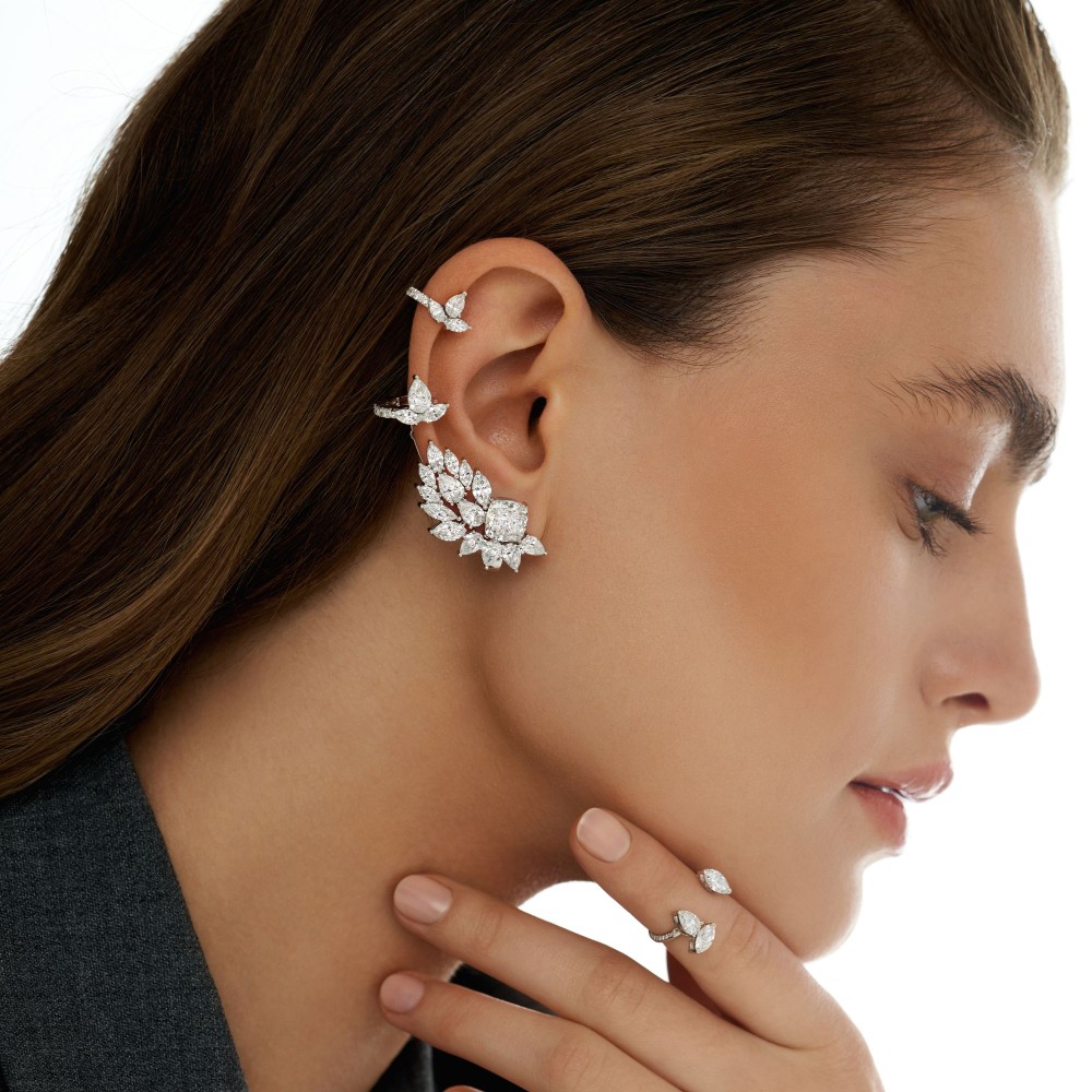 Earring Kaff, 18-carat white gold with diamonds