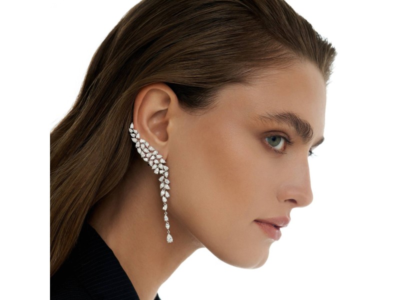 Earrings, 18-carat white gold with diamonds