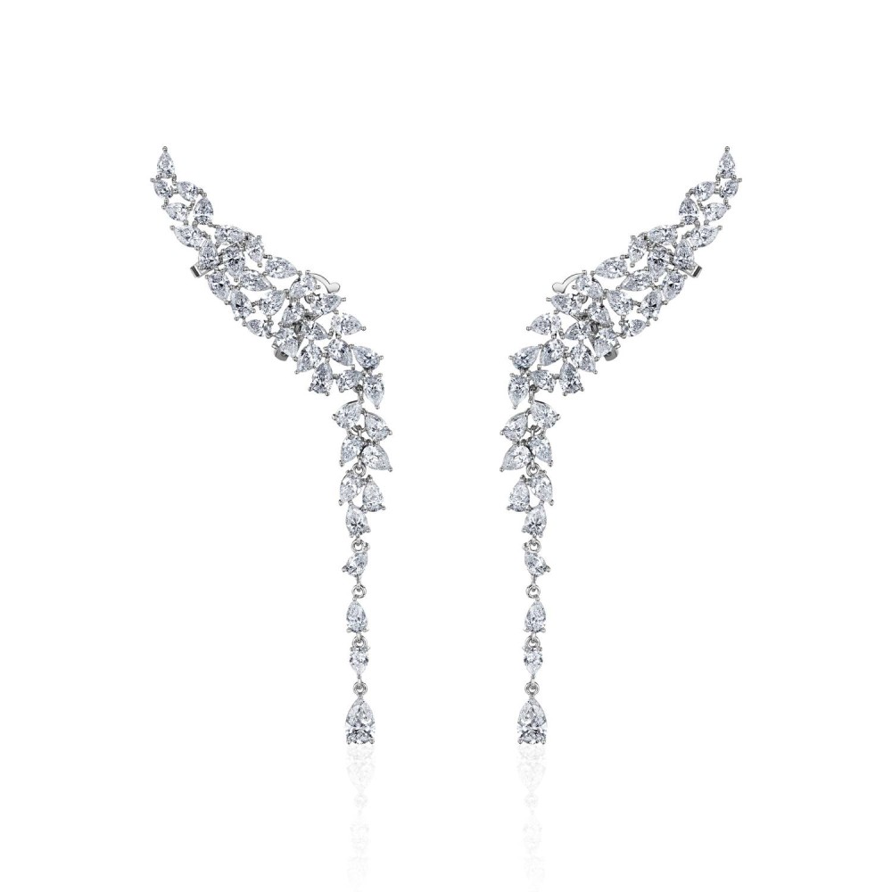 Earrings, 18-carat white gold with diamonds