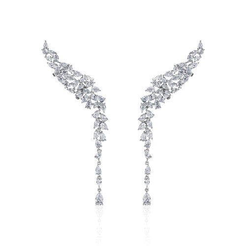 Earrings, 18-carat white gold with diamonds