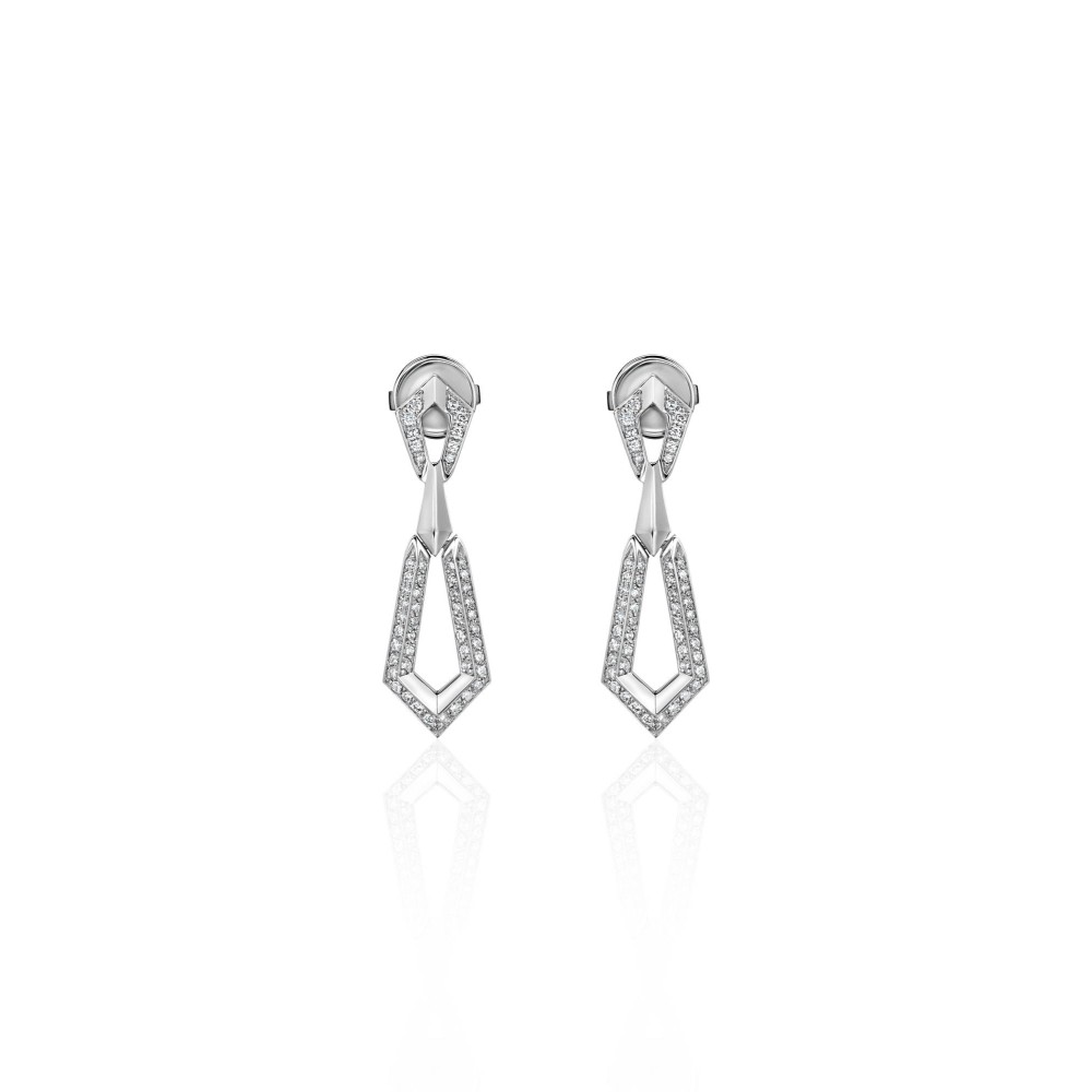 Earrings, 18-carat white gold with diamonds