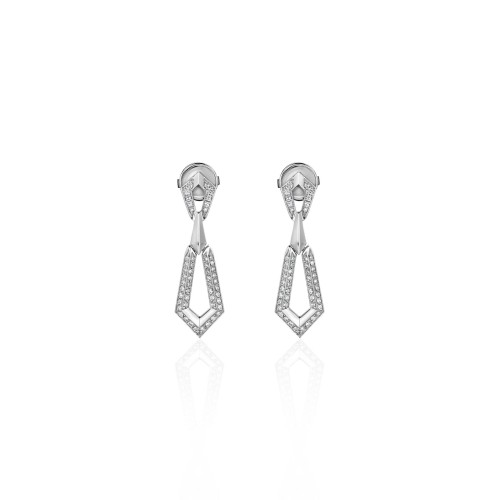 Earrings, 18-carat white gold with diamonds