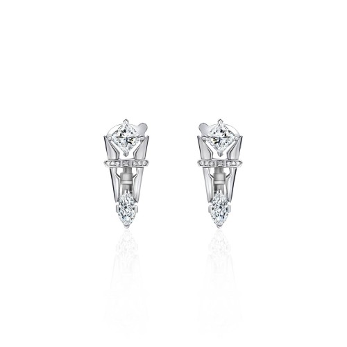 Earrings, 18-carat white gold with diamonds