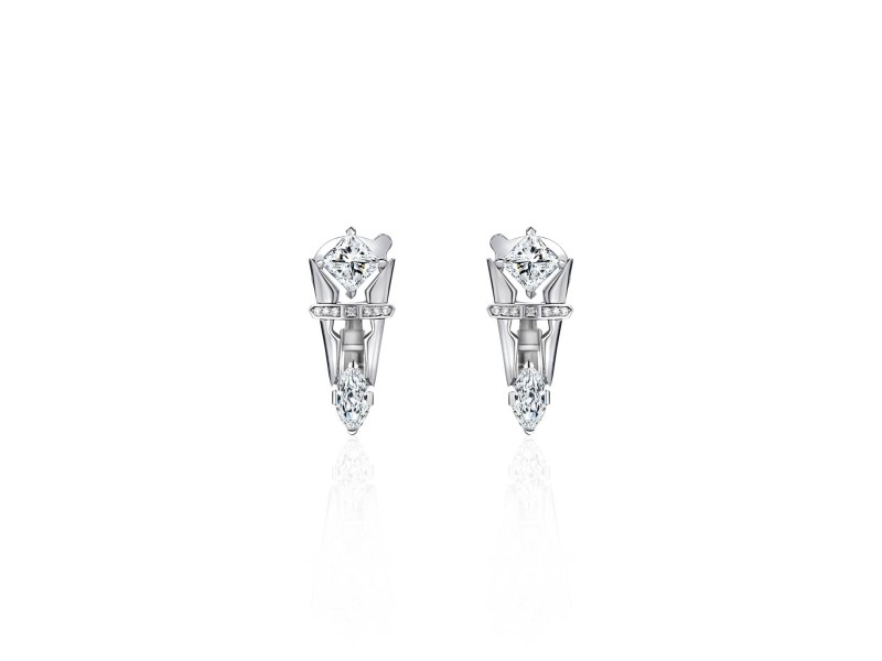 Earrings, 18-carat white gold with diamonds