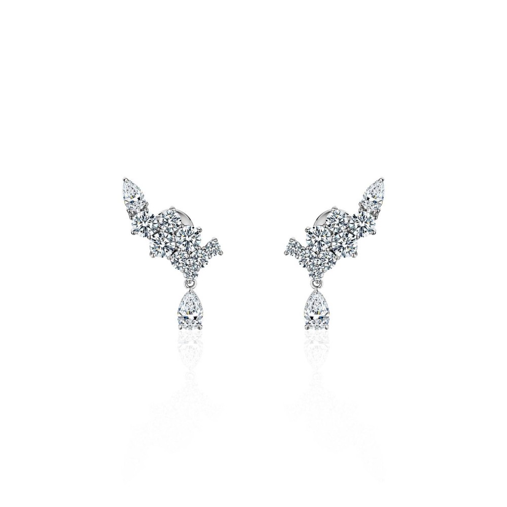 Earrings, 18-carat white gold with diamonds