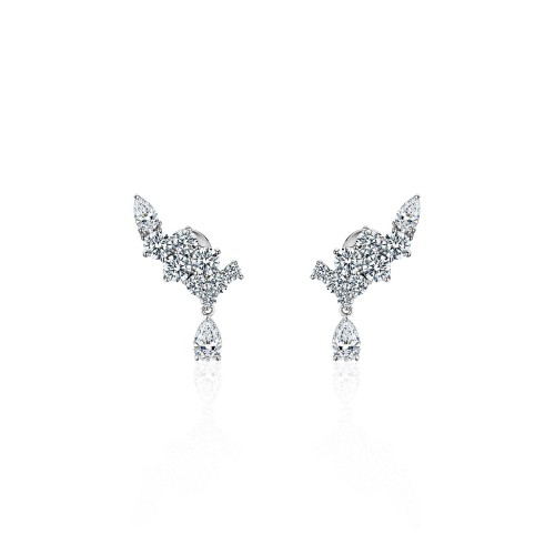 Earrings, 18-carat white gold with diamonds