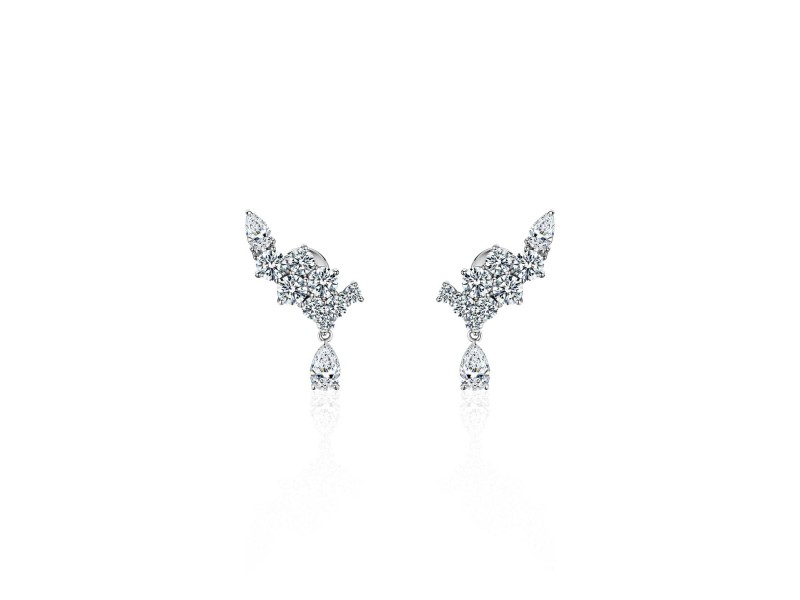Earrings, 18-carat white gold with diamonds