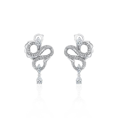 Earrings, 18-carat white gold with diamonds