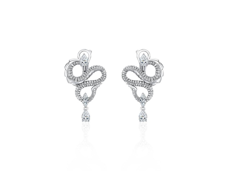 Earrings, 18-carat white gold with diamonds