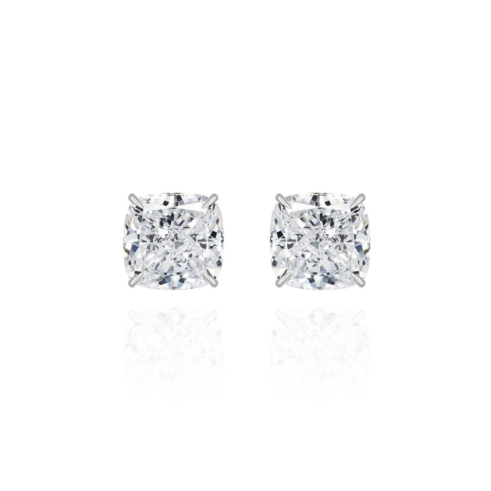 Stud earrings, 18-carat white gold with diamonds